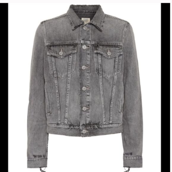 Citizens of Humanity Nica Slim Trucker Jacket in Smoke - Custom Embroidered Sz S - Picture 8 of 11